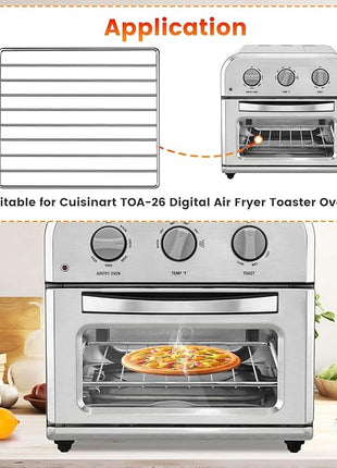 Air Fryer Rack for Cuisinart TOA-28 AFR-25 Air Fryer Convection Toaster Oven, 11.2''*10'' Air Fryer Stainless Steel Wire Rack Basket Tray Accessories Parts, Dishwasher Safes