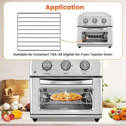 Air Fryer Rack for Cuisinart TOA-28 AFR-25 Air Fryer Convection Toaster Oven, 11.2''*10'' Air Fryer Stainless Steel Wire Rack Basket Tray Accessories Parts, Dishwasher Safes