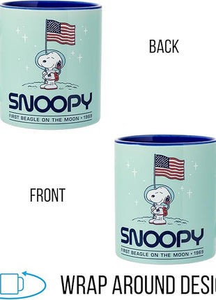 Silver Buffalo Peanuts “First Beagle on the Moon” Featuring Snoopy in Space Ceramic Mug, 20 Ounces