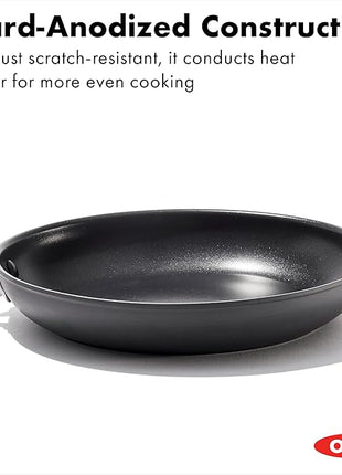 OXO Enhanced 10" Frying Pan Skillet, PFAS-Free Ceramic Nonstick, Durable Hard Anodized Cookware, Scratch Resistant, Stainless Steel Handle, Good Grips, Dishwasher Safe, Oven safe, Black