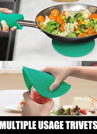 Rorecay 6pcs Oven Mitts and Pot Holders Sets Heat Resistant 500 Degrees, Non-Slip Silicone Hot Pads Potholders for Kitchen Baking Cooking, Extra Long Oven Gloves Quilted Liner, Jungle