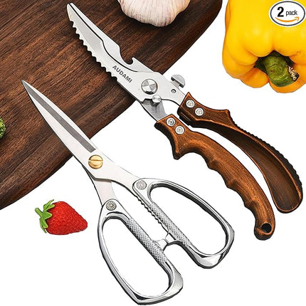 Kitchen scissors 2 Pack,Poultry Shears Heavy Duty Professional Stainless Steel Kitchen Shears,Utility Scissors Food Scissors for Turkey, Meat,Bone,Fish,Chicken,Vegetables,Herbs,BBQ