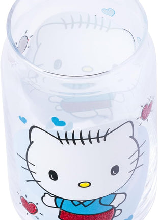 Silver Buffalo Sanrio Hello Kitty and Friends Featuring Dear Daniel 2 Pack Glass Jar Tumbler with Bamboo Lid and Glass Straw, 16 Ounces