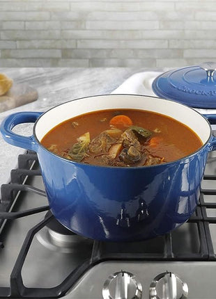 Crock-Pot Artisan Round Enameled Cast Iron Dutch Oven, 7-Quart, Sapphire Blue