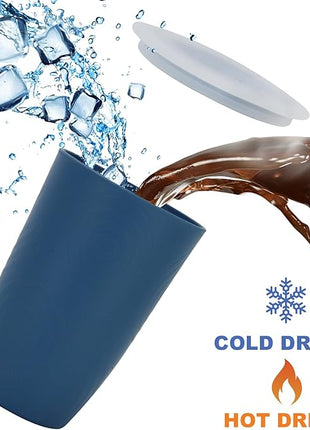 Homienly 16 OZ Wheat Straw Cups for Kitchen, Drinking Cups with Lid Set of 6, Unbreakable Cup Set Reusable, Stackable Water Tumblers (Recommend Fill Volume 12 OZ) - Colorful