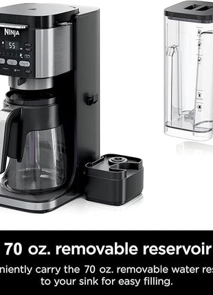 Ninja DualBrew Pro Hot & Iced Coffee Drip Coffee Maker (Renewed) | Compatible with K-Cup Pods | 3 Brew Styles (Classic, Rich, & Iced) | 70oz Removable Reservoir & Dishwasher Safe | Black | 14-Cup