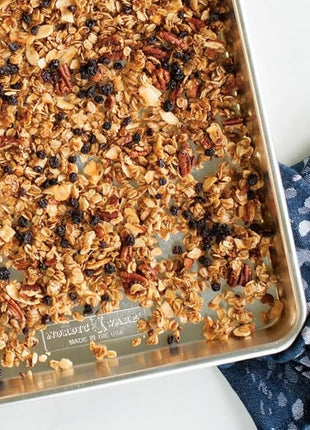 Nordic Ware Naturals Half Sheet Set - USA Made Aluminum Commercial Quality Sheet Pan for Baking or Roasting, Encapsulated Galvanized Steel Rim Prevents Warping, 2pk Half + 1/8 Sheet