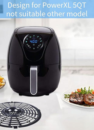 Air Fryer Grill Pan for Power XL 5QT Air fryer, 8.7'' 5QT Round Non-Stick Replacement Tray Rack Parts Accessories Crisper Plate Grill Plate, Dishwasher Safe
