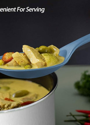 Silicone Spoons for Cooking - Extra Large Kitchen Spoons for Mixing, Serving, & Stirring - 600°F Heat-Resistant Non Stick Utensils Ladle & Skimmer- Dishwasher Safe, Starry Blue