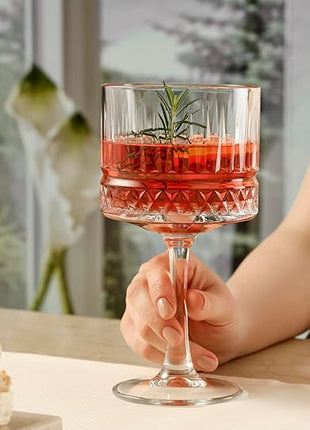 Pasabahce Premium Vintage Extra Large Coupe Glasses Set of 4 - Extra Large Goblet Exclusive Gin,Margarita,Wine, Cocktail, Champagne Glasses- Crystal Design - 16,9 Oz Long Stem Glassware