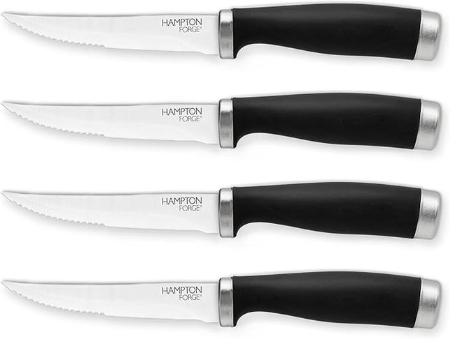Hampton Forge Epicure–4PieceSteak KnifeSet–Black, Silver