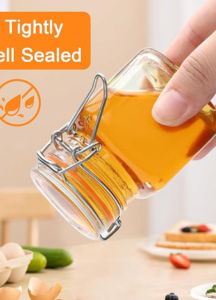 Encheng 4 oz Glass Jars With Airtight Lids And Leak Proof Rubber Gasket,Small Mason Jars With Hinged Lids For Kitchen, Mini Spice Jars With Twine And Tags Labeling 30 Pack