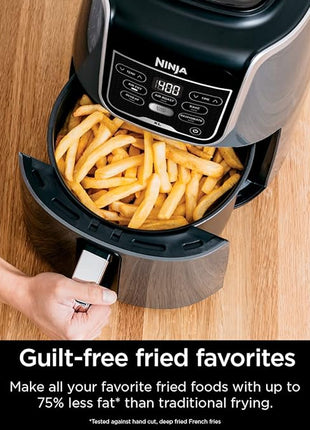 Ninja | XL Single Basket Air Fryer | 5.5 QT Capacity fits 3lbs of Wings | 5-in-1Air Fry, Roast, Bake,Reheat & Dehydrate |Dishwasher Safe Parts & Recipe Guide | Grey |AF150AMZ