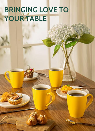 Sweese Porcelain Coffee Mugs - 16 Ounce (Top to the Rim) for Coffee, Latte, Tea, Cocoa, Set of 4, Yellow