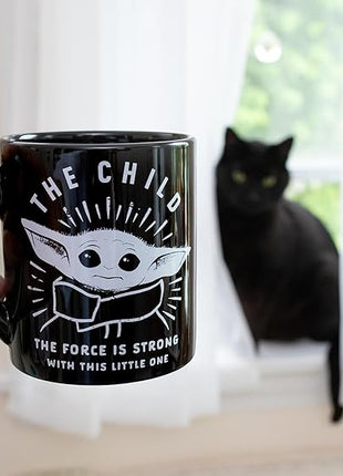 Silver Buffalo Star Wars The Mandalorian Force is Strong with this Little One Ceramic Coffee Mug, 14 Ounces