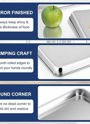 P&P CHEF 12.5 Inch Baking Cookie Sheet, Oven Pan Tray Stainless Steel Sheet Pan for Kitchen, Oven Bakeware for Multi Uses, Shiny Look & Dishwasher Safe, Healthy & Heavy Duty, 1Pc