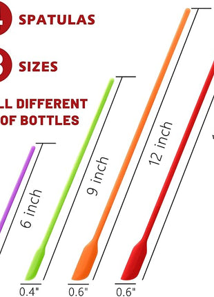 Anaeat Mini Silicone Spatulas - Set of 4 Multifunctional Small Kitchen Scraper Lotion Stirrer Tiny Makeup Beauty Spatula Reusable for Jam Jar, Cosmetic Bottles, Narrow Can and Thin Bottles (Colorful)