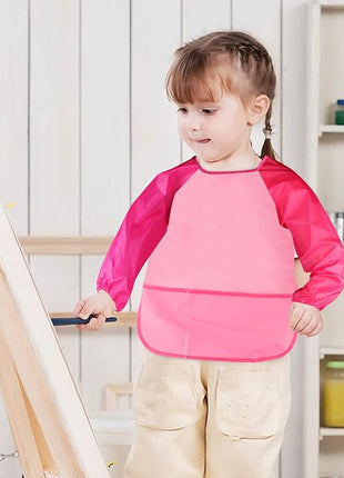 CUBACO Kids Painting Apron, 2pcs Waterproof Art Smocks For Child 3-8 Years, Kids Smocks for Painting Aprons with Long Sleeve