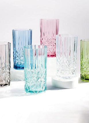 BELLAFORTE Shatterproof Tritan Tall Tumbler, Set of 4, 18oz - Myrtle Beach Drinking Glasses - Unbreakable Plastic Glasses Drinking for Gifting, Parties- BPA Free - Dishwasher Safe-Mix color