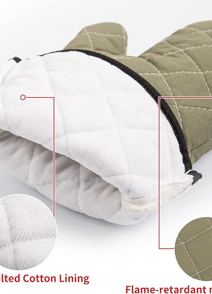 ARCLIBER Oven Mitts Heat Fire Resistant Oven Mitts 425 ° F, Quilted Terry Cloth Cotton Soft Lining Oven Gloves, Extra Long Kitchen Mittens for Cooking Baking
