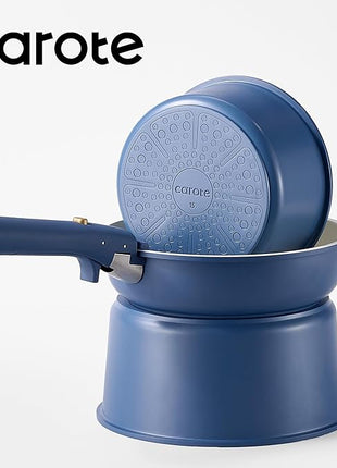 CAROTE 17pcs Pots and Pans Set, Nonstick Cookware Set Detachable Handle, Induction Kitchen Cookware Sets Non Stick with Removable Handle, RV Cookware Set, Oven Safe