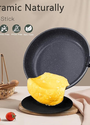 GiPP Ceramic Pots and Pans Set Non Stick, Nonstick Detachable Handle Cookware Sets, Healthy Non Toxic PFAS PFOA & PTFE Free, Dishwasher ＆Oven Safe, Induction Kitchen Pot and Pan, 15 Piece Grey