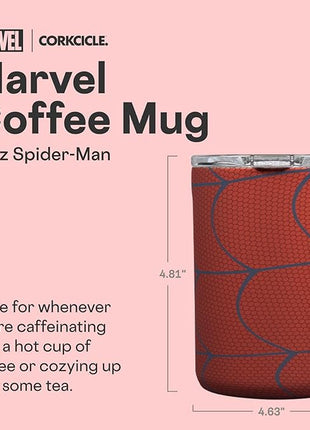 Corkcicle Classic Coffee Mug - Triple Insulated Stainless Steel for Travel - Shatter-Proof Lid - Keeps Drink Hot Over 3 Hours - Holiday Mug Gift - Great for Gifting Warmth - 16 oz - Spider-Man