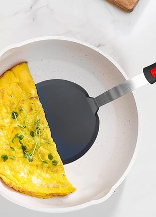 Silicone Pancake Spatula Turner with Lengthened Handle, Heat Resistant Cooking Spatulas for Nonstick Cookware, Large Flexible Kitchen Utensils BPA Free Rubber Flipper for Egg, Pancake, Fish, Burger