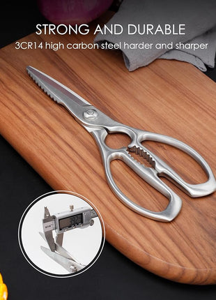 Heavy-Duty Kitchen Scissors Forged from Stainless Steel, Kitchen Shears for Food, Ideal Cooking & Culinary Scissors for Meat, Poultry and Vegetables, Dishwasher Safe, 5-Year Warranty