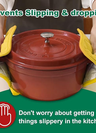 Joyhalo 6 Pack Pot Holders for Kitchen,Cotton Oven Holder with Great Heat Resistance,Non Slip Hot Pads for Kitchen Clearance,Yellow