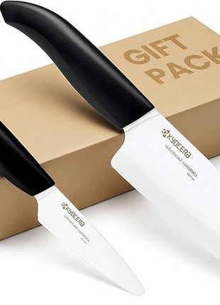 Kyocera 5.5" & 3" White Blade Black Handle - Gift Box Knife Set