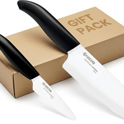 Kyocera 5.5" & 3" White Blade Black Handle - Gift Box Knife Set