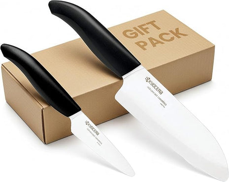 Kyocera 5.5" & 3" White Blade Black Handle - Gift Box Knife Set