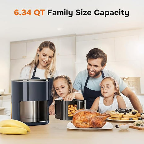 Simple Deluxe 12-in-1 Air Fryer 6.34 Qt, Digital Preset Airfryer with Visible Window, Nonstick and Dishwasher-Safe Basket, Air Fry, Roast, Bake, Dehydrate, Fries, 1700W, Gary