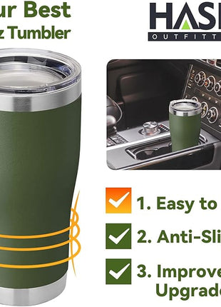 HASLE OUTFITTERS 20oz Tumbler Bulk, Insulated Tumblers with Lid, Vacuum Stainless Steel Tumbler, Double Wall Powder Coated Cup, coffee mugs(Army Green, 12 Pack)