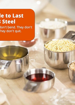 Heavy-Duty 304 Stainless Steel Measuring Cup Set (18-Piece) - Stackable, Dual Metric/US, Long & Narrow Spoons for Spice Jars + 5 Mini Spoons