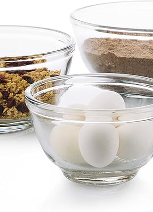 Libbey Baker's Basics 3 Piece Glass Mixing Bowl Set, Multi Size