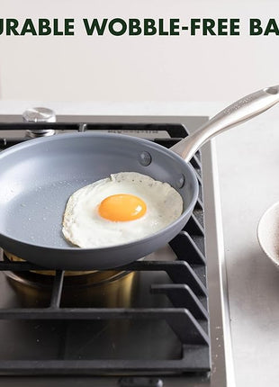 GreenPan Lima Hard Anodized 8" Frying Pan Skillet Nonstick, Ceramic Nonstick, PFAS-Free Nontoxic Pots and Pans, Oven & Broiler Safe, Stainless Steel Handle, Cookware for Eggs & Omelet, Gray