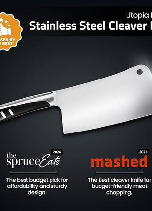 Utopia Kitchen 7 inch Cleaver Knife Stainless Steel Chef Butcher Knives for Meat, Vegetable Multipurpose Kitchen Chef Knife Chopping Bone