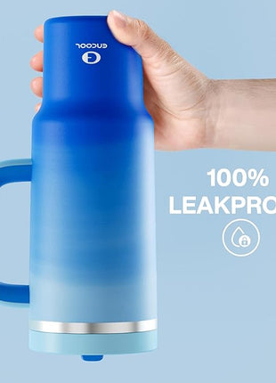 40 oz Tumbler with Handle and Straw: Stainless Steel Insulated Tumbler Keeps Cold for 24 Hours, Leakproof Travel Cup Fits in Cup Holder and BPA-Free, Sea