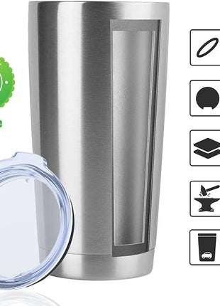 DOMICARE 20oz Stainless Steel Tumbler Bulk with Lid, Double Wall Vacuum Insulated Travel Mug, Powder Coated Coffee Cup, Stainless Steel, 1 Pack