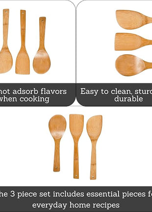 IMUSA USA Cookware Spoon Set 3-Piece, Bamboo