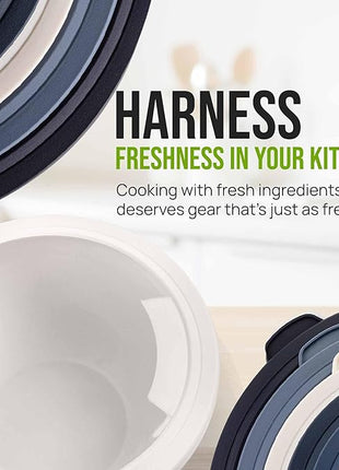 Zulay Kitchen 12 Piece Plastic Mixing Bowls with Leak-Proof Lids Set - Microwave and Freezer Safe Kitchen Mixing Bowls for Preparing, Serving and Storing - Large Nesting Bowls (Navy Ombre)