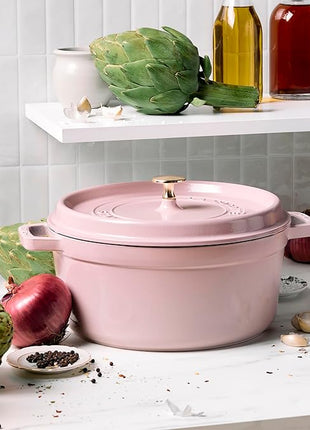 Staub Cast Iron Round Cocotte 5.5-quart-Peony Pink