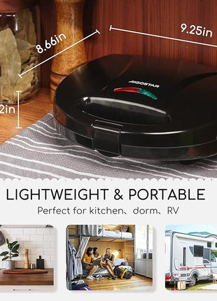Aigostar 2in1 Sandwich Maker Panini Press Grill with Nonstick Plates, Double-Sided Heating Electric Sandwich Press Grill, Breakfast Sandwich Toaster Grilled Cheese Maker Snacks with Easy Cut Edges