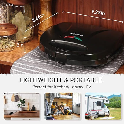 Aigostar 2in1 Sandwich Maker Panini Press Grill with Nonstick Plates, Double-Sided Heating Electric Sandwich Press Grill, Breakfast Sandwich Toaster Grilled Cheese Maker Snacks with Easy Cut Edges