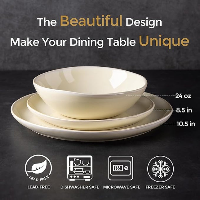 AmorArc Ceramic Dinnerware Sets,Handmade Reactive Glaze Plates and Bowls Sets,Highly Chip and Crack Resistant | Dishwasher & Microwave Safe Dishes Set, Service for 6 (18pc)