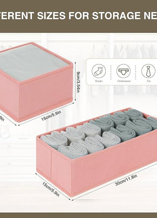 DIMJ Drawer Organizers for Clothing, Set of 4 Dresser Drawer Organizers, Fabric Closet Organizers and Storage, Drawer Dividers for Baby Clothes, Socks, Belt, Tie (Pink)