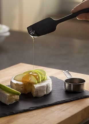 DI ORO Seamless Series Mini Silicone Spatula - BPA Free Pro-Grade 600ºF Heat-Resistant Non-Stick Small Rubber Jar Spatula - Silicone Kitchen Scraper Utensil Tool for Cooking and Baking (Black)