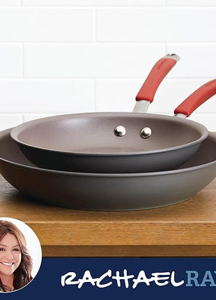Rachael Ray 87633 Cucina Hard Anodized Nonstick Frying Pan Set / Fry Pan Set / Hard Anodized Skillet Set - 9.25 Inch and 11.5 Inch, Gray